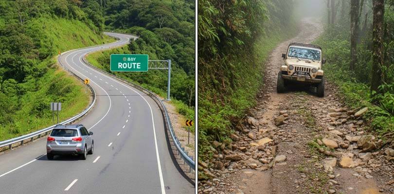 Easy vs Challenging Driving Routes